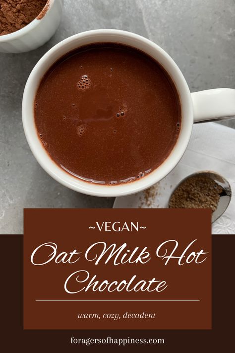 This oat milk hot chocolate recipe is perfect for curling up under a cozy blanket on a cold winter day. Rich, decadent, and packed with chocolate flavor, this indulgent cocoa will satisfy your chocolate craving. Plus, it's dairy-free and vegan! #dairyfreehotchocolate #veganhotchocolate #oatmilkhotchocolate Hot Chocolate With Oat Milk, Best Oat Milk, Oat Milk Hot Chocolate, Dairy Free Hot Chocolate, Creamy Hot Chocolate, Vegan Hot Chocolate, Vegan Whipped Cream, Hot Chocolate Recipe, Hot Cocoa Mixes