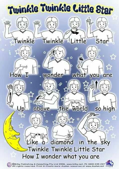 ASL | Song | Twinkle Twinkle Little Star Asl Language, Sign Language Songs, Asl Songs, Australian Sign Language, Makaton Signs, Sign Language Chart, Sign Language For Kids, Sign Language Lessons, Sign Language Phrases