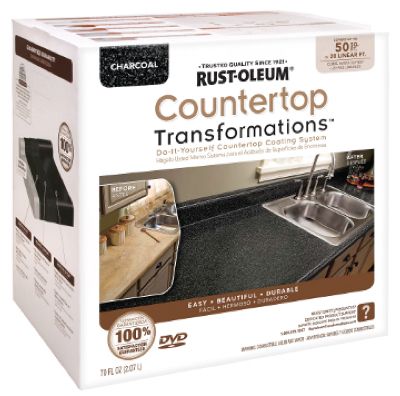 This blog shows their process for using this product.  Would love to do this to our cabinets...along with repainting them and making new doors.  Maybe one day! Old Blue Laminate Countertops, Covering Granite Countertops With Wood, Laminate Countertops Before And After, Solid Surface Countertops Used As Backslash Too, How Ti Remoe Countertop Tile, Rustoleum Countertop Paint Light Ash, Wood Countertop Sealer, Refinishing Marble Countertops, Paint Sink Countertop