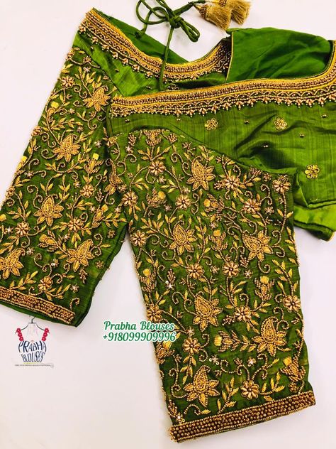 Green Blouse Work Designs, Pink Aari Work Blouse, Pink Aari Blouse, Exclusive Saree Blouse Designs, Green Blouse Designs, Pink Blouse Designs, Blue Blouse Designs, Aari Blouse, Parrot Green