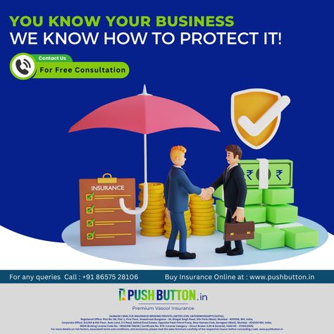 Protect your #startup or medium-sized business with comprehensive insurance solutions that are tailored to your specific requirements. We offer a range of insurance coverage options suited for various industries. For Free Consultation Call/WhatsApp: +91 86575 28106 / 81049 85211 #SMEinsurance #businessprotection #SecureYourFuture #startup #smallbiz #business #insurance #insurancebroker #mialtus #pushbutton #PremiumVasoolInsurance #businessinsurance #smallbusinessinsurance #onlineinsurance Small Business Insurance, Insurance Broker, Insurance Coverage, Business Insurance, What Matters Most, Call Backs, Social Media Channels, Think Tank, Meet The Team