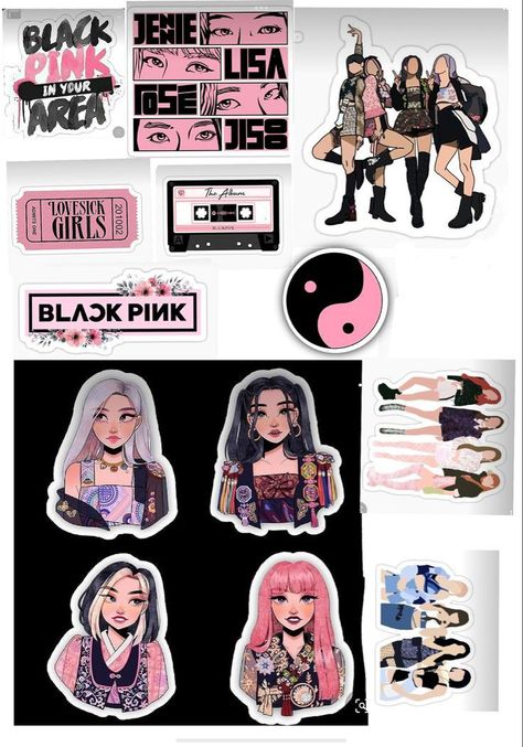 Black Pink Printable Topper, Blackpink Stickers, Iphone Wallpaper Bright, Printable Paper Patterns, Disney Doodles, Ear Tattoo Ideas, Ear Tattoos, Blackpink Square Up, Blink Book