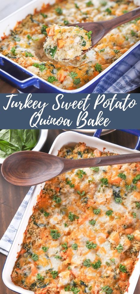 Ground Turkey Sweet Potato Quinoa, Sweet Potato Quinoa Casserole, Turkey And Sweet Potato Bake, Chicken Quinoa Sweet Potato Casserole, Turkey Quinoa Casserole, Quinoa And Turkey Recipes, Turkey Sweet Potato Casserole, Turkey Sweet Potato Bake, Chicken Quinoa Casserole Recipes