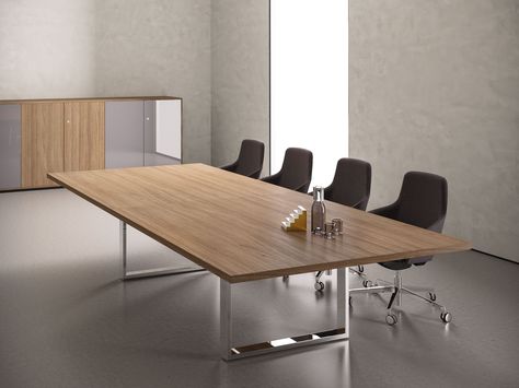 Rectangular wooden meeting table with cable management BOARD | Meeting table By Sinetica Wooden Meeting Table, Meeting Room Design Office, Classic Office Furniture, Meeting Room Design, Minimalist Home Office, Office Table Design, Boardroom Table, Board Meeting, Unique Coffee Table