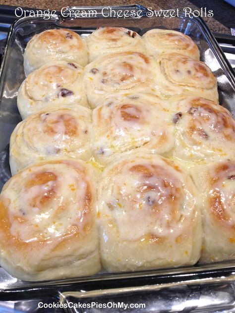 Cream Cheese Sweet Rolls, Sweet Roll Dough, Gallon Of Milk, Hot Buns, Orange Sweet Rolls, Sweet Bread Rolls, Orange Cream Cheese, Sweet Roll Recipe, Cream Cheese Rolls