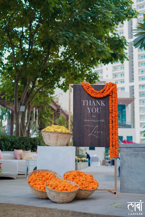 Beginning the wedding festivities with the most authentic shades of India! This welcome lunch followed by an intimate Pooja saw our show stopper Genda phool in full swing - unapologetically clean, minimal and authentic. #homeweddings #indianwedding #wedmegood #centrepieces #minimaldecor #marigolddecor #sundarkand #weddingdesingner #décor #outdoorweddings #weddingphotographyideas #welcomesignage #mehendidecoration #haldidecoration #bigfatindianweddings #classydecor #floraldecor #flowerpots #ho Genda Phool Decoration At Home, Genda Phool Decoration, Genda Phool Decor, Diwali Theme, Minimal Wedding Decor, Tent Decor, Temple Decor, Wedding Festivities, Traditional Wedding Decor