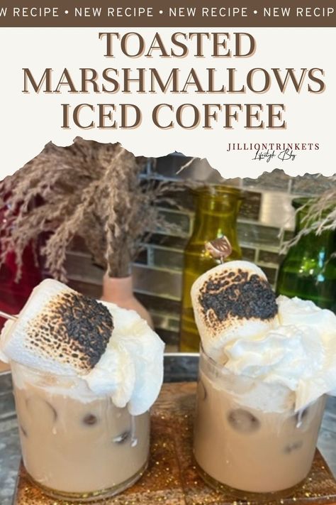 Toasted Marshmallows Iced Coffee Toasted Marshmallow Syrup, Marshmallow Syrup, Shots Alcohol Recipes, Fancy Coffee Drinks, Party Drinks Alcohol, Loaded Tea, Cinnamon Toast Crunch, Fruit Juices, Drinks Alcohol