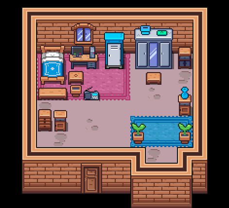 16x16 Tileset by asakuraki Bedroom Pixel Art, 16x16 Tileset, Pixel Tileset, Pixel Room, Soul Knight, Sprite Art, Pixel Art Landscape, Pixel Game, Indie Game Art