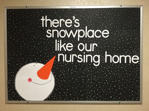 I saw this picture on etsy about a year ago. I thought it would make a beautiful bulletin board. So I changed the words from "there's snowplace like home" to "there's no place like our nursing home". It turned out like this:-) There’s Snow Place Like Bulletin Board, Christmas Activities For Elderly Nursing Homes, Nursing Facility Activities, Nursing Home Bulletin Boards, Christmas Activities For Nursing Home Residents, Christmas Ideas For Nursing Homes, January Nursing Home Activities, Bulletin Board Ideas For Nursing Home, Christmas Nursing Home Activities