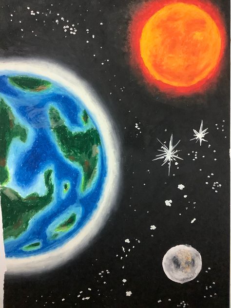 Outer Space Drawing Ideas, Planets Painting Easy, Space Painting For Kids, Space Painting Easy, Space Art Painting, Planets Drawing, Outer Space Drawing, Zoo Coloring Pages, Baby Art Crafts