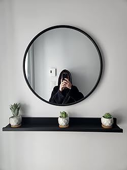 Growsun 24'' Bathroom Mirror, Black Round Mirror for Bathroom Vanity, Circle Mirror Wall Decor for Living Room, Bedroom, Entryway : Amazon.ca: Home Vanity Circle Mirror, Circle Mirror Wall Decor, Circle Mirror Wall, Bathroom Mirror Black, Mirror For Bathroom Vanity, Black Round Mirror, Mirror For Bathroom, Circle Mirror, Sewing Furniture