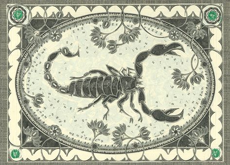 Scorpion Illustration, Fake Dollar Bill, Hand Guide, Dollar Currency, Folding Money, Dollar Bills, Flora Fauna, Collage Making, Illustration Vintage