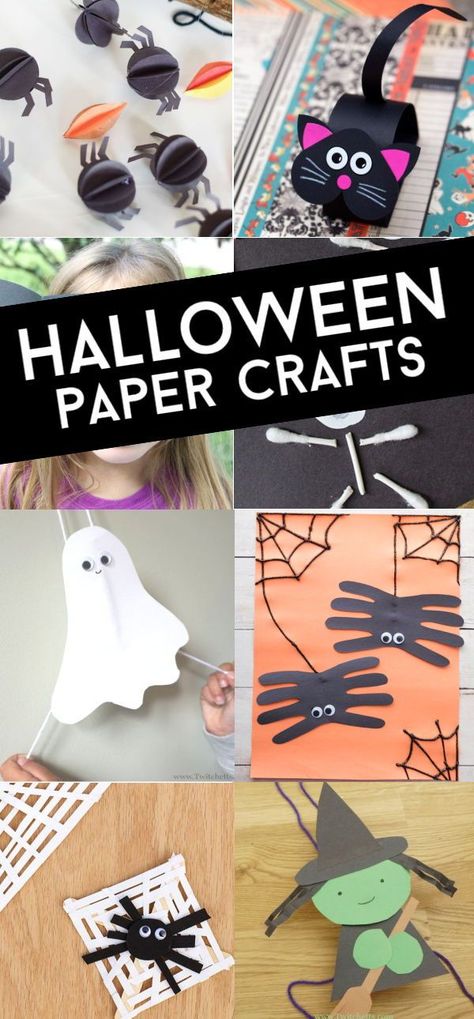 These fun Halloween construction paper crafts are perfect for kids of all ages. #twitchetts #papercrafts #constructionpaper #halloween Crafts Paper Easy, Halloween Paper Crafts For Kids, Halloween Crafts Paper, Paper Pumpkin Craft, Fall Paper Crafts, Spider Crafts, Construction Paper Crafts, Halloween Crafts For Toddlers, Halloween Paper Crafts