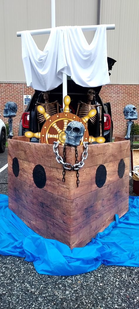 Pirates of the Caribbean theme Pirates Of The Caribbean Float Ideas, Pirates Of The Caribbean Crafts, Trunk Or Treat Pirates Of The Caribbean, Pirates Of The Caribbean Decorations, Pirates Of The Caribbean Trunk Or Treat, Pirates Of The Caribbean Halloween Party, Christmas Carolling, Pirates Of The Caribbean Decor, Pirates Of The Caribbean Halloween Decor