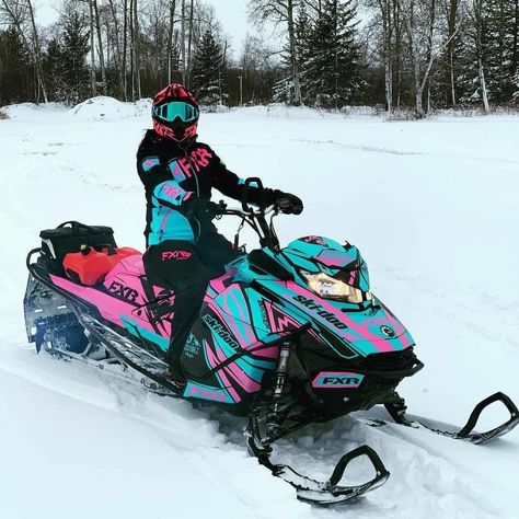 Two toned. 💘 Courtney's 2020 Skidoo 850 from Maine.… | Instagram Pink Snowmobile, Skidoo Snowmobile, Winter Snow Photography, Manifesting 2024, Sled Ride, Polaris Snowmobile, Hunting Decor, Ultimate Bucket List, Snow Photography