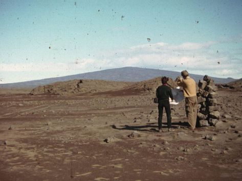 Amid the brown and barren stretches of Iceland’s highlands, Katia and Maurice Krafft look at a map Maurice Krafft, Fire Of Love, Miranda July, Film Archive, So Many Questions, Unrequited Love, Love Film, The New Wave, Volcano