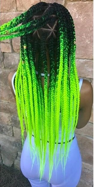 Braids Green And Black, Green Festival Braids, Neon Green Box Braids, Green Box Braids, Green Rave Braids, Neon Green Festival Hair, Neon Green Hair, Triangle Braids, Tomorrow Land