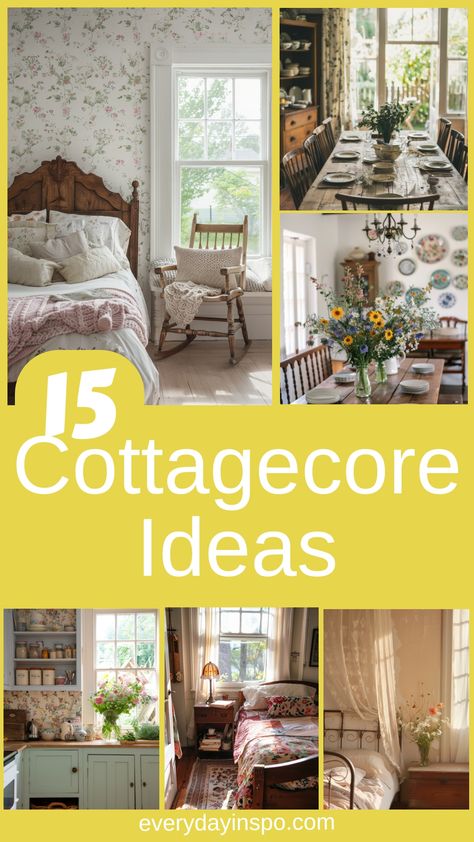 See my top 15 cottagecore decor tips if you want to match the cottagecore aesthetic in your home. Cozy British Cottage Interiors, How To Live A Cottagecore Life, Cottagecore Tips, Cottagecore House Decor, Cottagecore Home Aesthetic, Cottagecore House Interior, Cottagecore Decor Ideas, British Cottage Interior, Cottagecore Homes