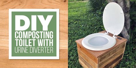 How To Build A DIY Composting Toilet With A Urine Diverter - The Tiny Life Diy Composting Toilet Urine Diverter, Composting Toilet Diy, Compost Toilet Tiny Houses, Compost Toilet Tiny House, Compost Toilet Outhouse, Diy Composting Toilet, Toilet Plan, Pallet Deck Diy, Compost Bucket