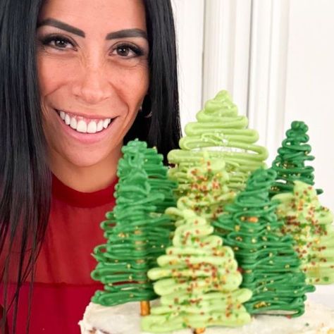 Carla Bushey - Always keepin’ it real on Instagram: "Nobody will know! 🤫 Transform your simple store-bought cake into something people will talk about! You can choose the flavor and even the decorations, use your creativity and make it shine! ✨ This is what I used: • 9” vanilla layer cake • chocolate melts in light and dark green to make the trees • pretzel sticks (to make the trunk of the tree) • festive sprinkles for the trees • gold or silver sprinkles for the cake to simulate snow Let’s Icing Trees How To Make, Christmas Tree Pretzels Sticks, Pretzel Trees On Cake, Tree Pretzels, Carla Bushey, Nordic Ware Christmas Tree Cake, People Will Talk, Little Debbie’s Christmas Tree Cake Pops, Vanilla Layer Cake