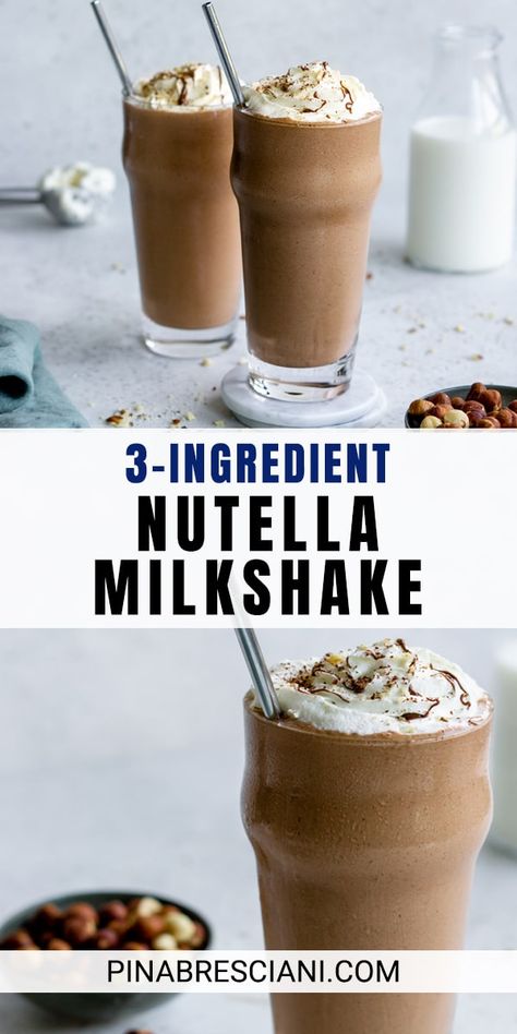 Nutella Drink, Nutella Shake, Nutella Smoothie, Nutella Milkshake, Milkshake Recipe Easy, Homemade Milkshake, Milkshake Recipe Chocolate, Nutella Desserts, Milkshake Recipe