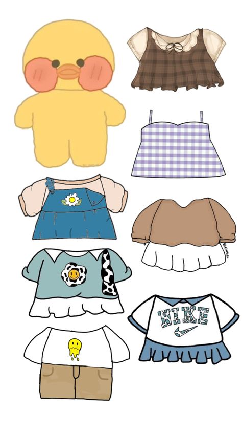 Ducky Clothes, Papel Duck, Paper Ducks, Printable Diy Crafts, Duck Crafts, Free Printable Paper Dolls, Paper Doll Printable Templates, Hello Kitty Colouring Pages, Paper Clothes