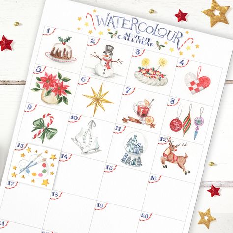 Watercolour Advent Calendar, Festive Watercolour, Calendar Day, Watercolour Illustration, Water Colors, My Youtube Channel, Watercolor Illustration, Click The Link, Advent Calendar