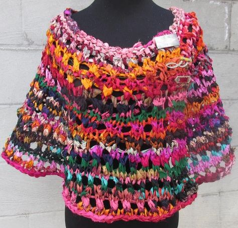 Springy Capelet Pattern Hooded Capelet Crochet Pattern Free, Knit Capelet, Oversized Beanie, Capelets To Knit, Caplets Pattern Knit, Knitted Capelet, Recycled Sari Silk Yarn, Capelet Pattern, Sari Ribbon