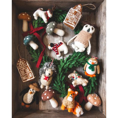 Farmhouse Pottery Felted Festive Pup Ornament - Spot | Wayfair Hedgehog Ornament, Felt Penguin, Animal Ornaments, Penguin Ornaments, Farmhouse Pottery, Christmas Stocking Holders, Holiday Christmas Tree, House Ornaments, Woodland Animal