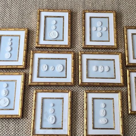 Intaglios Framed, Needlepoint Decor, Framed Intaglios, Intaglio Art, Light Blue Decor, 2024 Bathroom, Fresh Living Room, Accessories Styling, Doll House Crafts