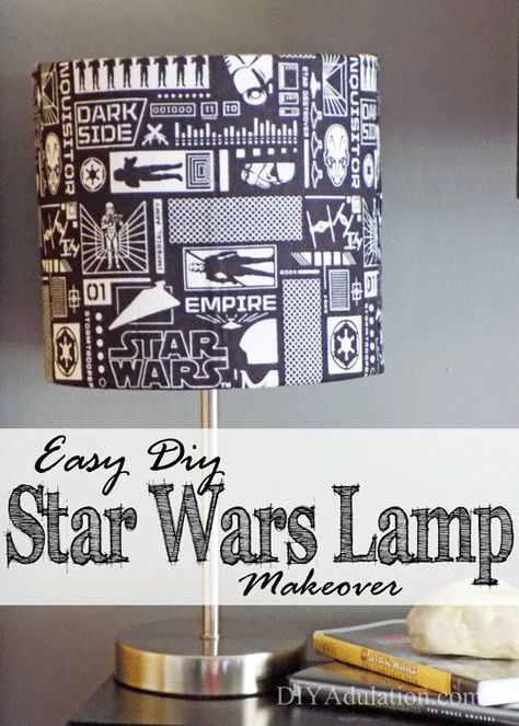 This DIY Star Wars lamp makeover couldn't be easier! It's the perfect unique decor to dress up your kid's room or your husband's man cave. Star Wars Zimmer, Star Wars Lamp, Star Wars Kids Room, Diy Star Wars, Star Wars Classroom, Star Wars Bedroom, Zimmer Diy, Star Wars Nursery, Star Wars Crafts