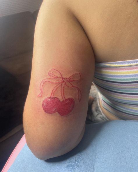 cherrys w a bow 🍒🎀 book those appointments!! #stocktontattooartist #beginner #explore #209 #tattooartist #book #explorepage #beginnertattooartist Red Bow Tattoo, Bow Tattoo, Red Bow, Tattoo Artists, Tattoos, Red, Quick Saves