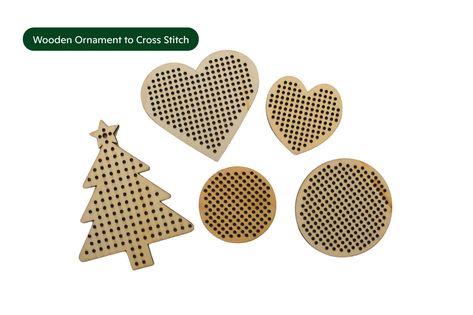 Ornaments Diy Christmas, Unique Cross Stitch, Diy Christmas Ornament, Ornament Diy, Wood Shapes, Ornament Christmas Tree, Diy Cross, Diy Ornaments, Wooden Christmas Ornaments