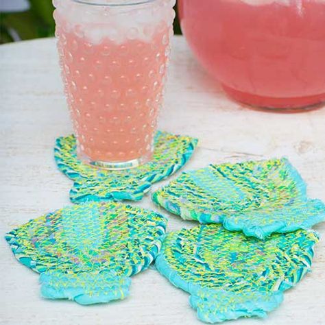 Sea Shell Coasters Sea Shell Coasters, Sewing For Kitchen, Finger Knitting Blankets, Shell Coasters, Coasters Pattern, Knitting Blankets, Finger Crochet, Bath Bedroom, Summer Sewing