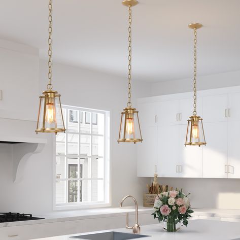 Mini Kitchen Island, Glass Kitchen Pendant Lights, Petite Silhouette, Coastal Pendant Lighting, Square Pendant Lighting, Traditional Kitchen Island, Transitional Kitchen Island Lighting, Hanging Light Bulbs, Kitchen Island Lighting Modern