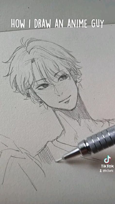 Anime Guy Art, Art Lineart, Seni Korea, Eye Drawing Tutorials, Drawing Tutorial Face, Anime Tutorial, Anime Guy, Animation Art Sketches, Cool Pencil Drawings