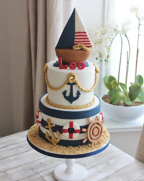 Sailing Theme Cake, Nautical Themed Cake, Sailor Cake Nautical Theme, Nautical Birthday Cakes, Sailor Cake, Nautical Cakes, Sailor Birthday, Grandad Birthday, Nautical Cake