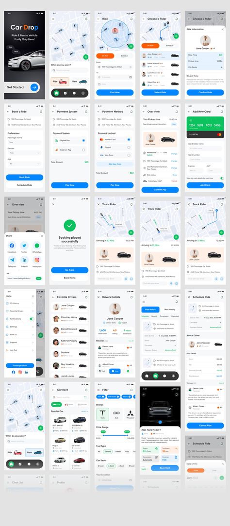 Car Ride & Rental App UI Kit — Figma Resources on UI8 Car App Design, Ride App, Car Service App, Car Rental App, Rental Mobil, Car App, Car Ui, Wireframe Design, Web Design Mobile