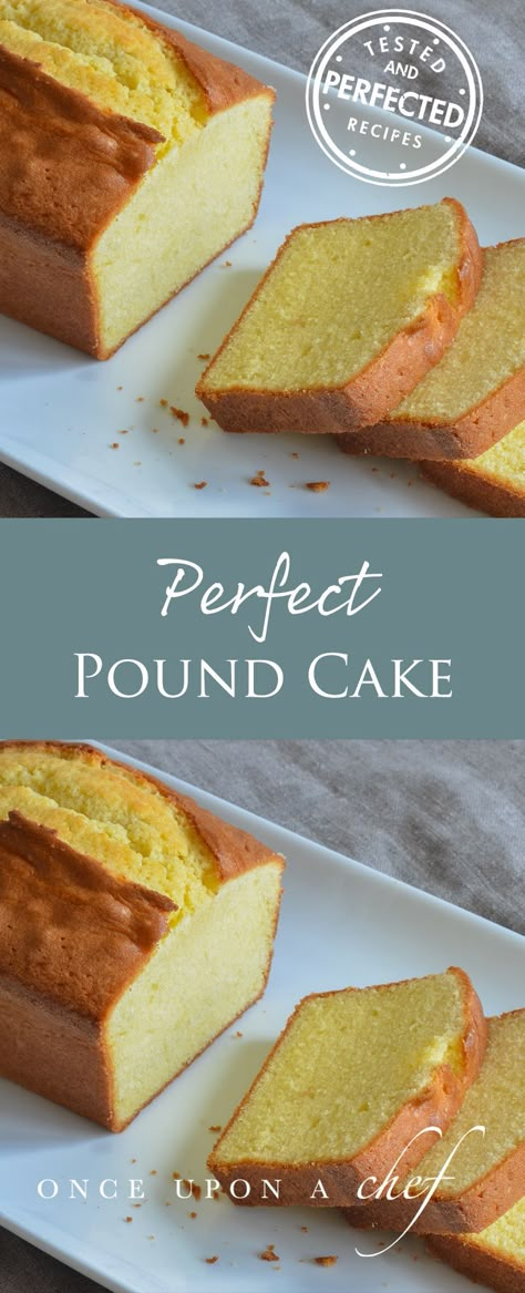 Perfect Pound Cake - While most traditional pound cake recipes call for equal weights of flour, sugar, eggs and butter, this recipe incorporates milk, lots of extra butter, and a little baking powder. The result is a rich and buttery yet fluffy pound cake that melts in your mouth Dessert Loafs, Fluffy Pound Cake, Traditional Pound Cake, Perfect Pound Cake, Chinese Desserts, Butter Cakes, Resipi Kek, Blueberry Scones, Cakes Recipes