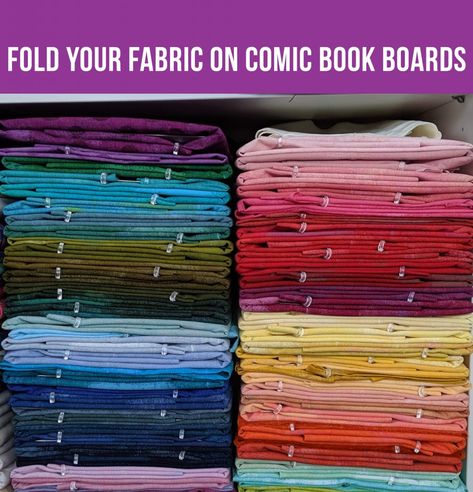 VIDEO: How to Fold your Fabric on Comic Book Boards - Sew Sweetness Sewing Area, Sewing Room Storage, Sew Sweetness, Comic Boards, Sewing Room Design, Thread Storage, Quilting Videos, Sewing Room Organization, Fabric Cards