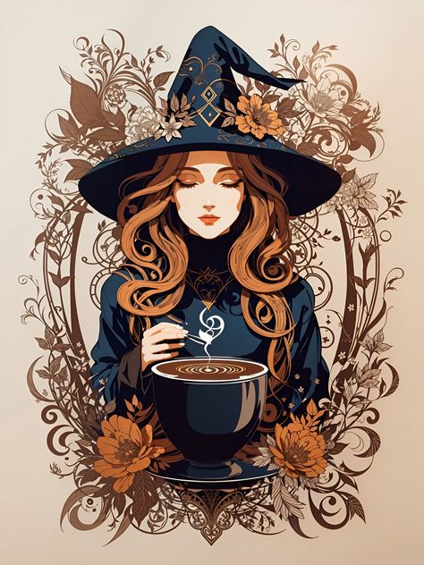 Good Morning Witches, Mystery Logo, Logo Nature, Autumn Witch, Nature Elements, Witchy Wallpaper, Witch Magic, Modern Witch, Witch Art