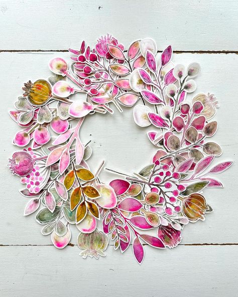 CREATING AN AUTUMN WREATH 🍁 … is part of a mindful self caring process to me. Whether it’s in natural materials or in hand painted fodder… … | Instagram Art Fodder, Fodder School, Watercolor Botanicals, Collage Fodder, Hand Carved Stamps, Flow State, Paper Collage Art, Watercolor Flower Art, Collage Art Mixed Media