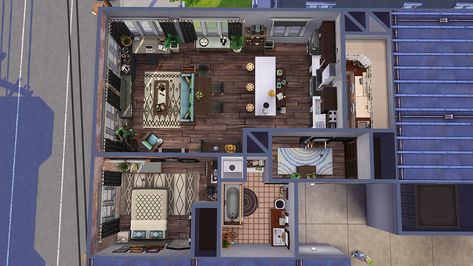 Sims 4 1 Bedroom Apartment, Sims Apartment Floor Plans, Sims 4 Apartment Floor Plan, Ts4 Apartment, Sims 3 Apartment, Sims 4 Apartment Layout, Apartments Sims 4, Sims Apartment, Sims 4 Apartment