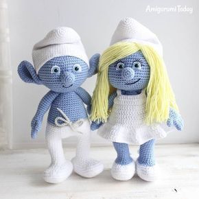 Smurf and Smurfette - patterns by Amigurumi Today Beau Crochet, Amigurumi Today, Advanced Crochet, Confection Au Crochet, Crochet Geek, Pola Amigurumi, Beginner Crochet Projects, Crochet Simple, Haken Baby