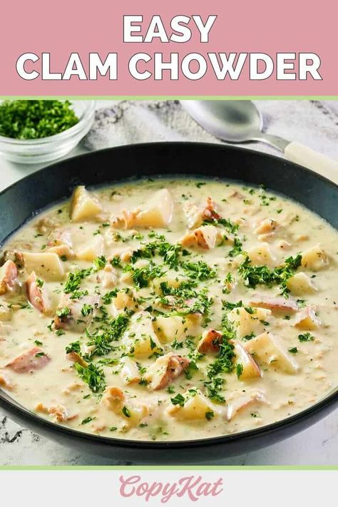 Clam Bisque Recipe, Clam Chowder With Canned Clams, Best Clam Chowder Recipe, Ic Friendly Recipes, Canned Clams, Best Clam Chowder, Clam Chowder Recipe, Best Easy Dinner Recipes, Fancy Dinner Recipes