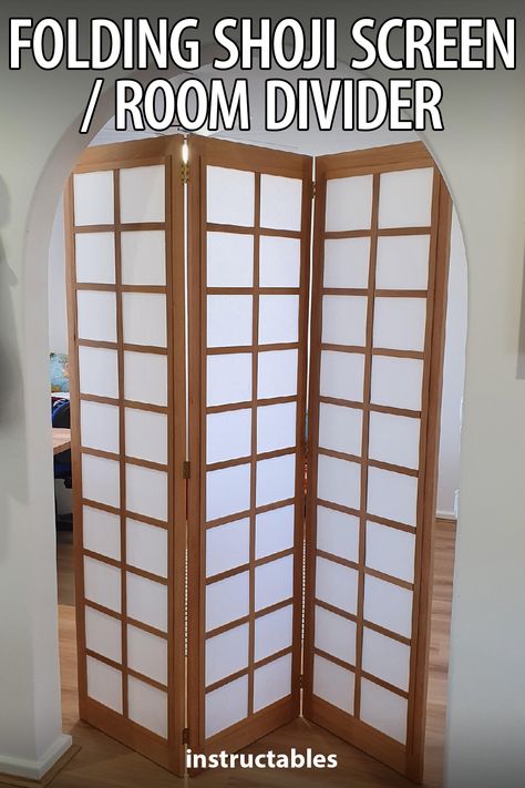 Yvette M shares how to construct a folding Shoji screen or room divider. #Instructables #workshop #woodworking #woodshop #home Shoji Screen Diy, Folding Screen Diy, Shoji Screen Room Divider, 2023 Apartment, Simple Bookshelf, Woodworking Projects For Beginners, Screen Room Divider, Wooden Step Stool, Wooden Room Dividers