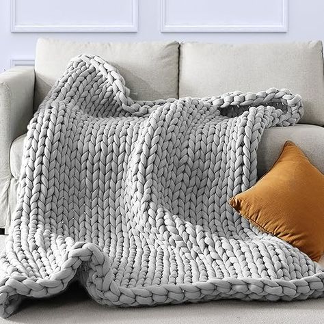 15lbs Chunky Knit Gravity Blanket 48 * 72, Cooling Twin Size Weighted Blanket, Durable, Breathable,Machine Washable, Cozy Home Decor for Sofa Bed（Light Grey） Gravity Blanket, Farmhouse Blankets, Bed Light, Heavy Blanket, Cozy Home Decor, Chunky Blanket, Twin Blanket, Blanket Cover, Bed Lights