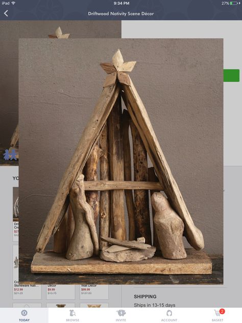 Nativity Scene Diy, Nativity Scene Sets, Nativity Creche, Diy Nativity, Christmas Nativity Set, Driftwood Crafts, Christmas Nativity Scene, Boho Christmas, Indoor Christmas Decorations