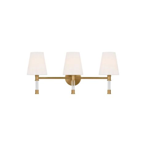 Visual Comfort Studio Hanover 3 - Light Vanity light | Perigold Visual Comfort Bathroom Lighting, Powder Room Light Fixtures, Rustic Vanity Lights, Brass Bathroom Lighting, Powder Room Lighting, Brass Vanity Light, Sink Lights, Rustic Vanity, Wall Vanity