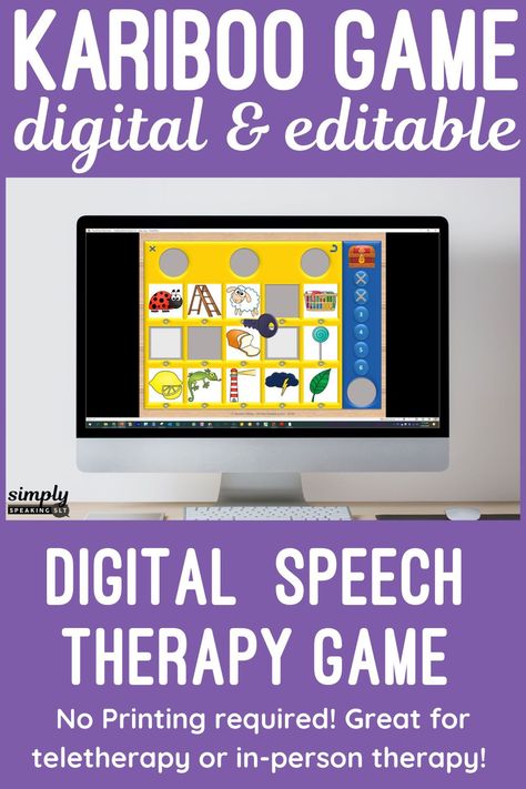 The most coveted game in the SLP universe is now digital! AND EDITABLE! That’s right, we have created a digital Cariboo game for speech therapy! Your students are going to have so much fun playing this interactive game! You can use this game in teletherapy on a computer, on a smartboard or on your iPad! This PowerPoint game is formatted to be editable so you can add your own targets on the game flaps! The gameplay format is very similar to that other yellow and blue game you have always wanted. Slp Teletherapy, Speech Teletherapy, Speech Games, Slp Materials, Speech Articulation, School Speech Therapy, Speech Therapy Games, Slp Activities, Slp Resources